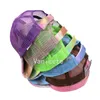 Party Supplies Tie-dye Ponytail Hats 6 colors Mesh Hollow Messy Bun Baseball Cap Trucker Hat Fast Send T2I52478