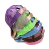 Articles de fête Tie-dye Ponytail Chapeaux 6 couleurs Mesh Hollow Messy Bun Casquette de baseball Trucker Hat Fast Send T2I52478