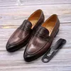 Chaussures habillées taille 6-13 printemps automne hommes Penny mocassins en cuir véritable peint à la main sans lacet hommes mariage décontracté affaires 220223