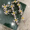 HangZhi 2021 Autumn Yellow Daisy Rectangle Crystal Pearl Flower Short Choker Necklace For Women Wedding Birthday Jewelry Chokers