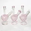 9 inch hartvorm glazen bong roze kleur waterpijp dab olie rigs waterleidingen met 14mm glazen schuif kom stuk quartz banger nagels