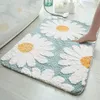 Daisy Bathroom Mat Nordic Pluffy Carpet Area Tapijt Badkamer Vloer Bloemen Absorberend Anti Slip Pad Bathmat Deurmat Home Decor 210301