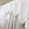 2021High Quality 1.5mX3m Ice Silk Backdrop with Sheer Voile Wave Valance Swag Wedding Decoration White Drapes Curtain Swag Stage Backgroud