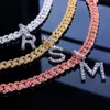 Hanger Crystal Hip Hop 26 Letter Anklets Gehele Voor Vrouwen Mannen Bling Foot Cubaanse Link Anklet Armband Chunky Iced Out Out