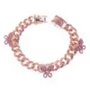 Stonefans Mignon Papillon En Acier Inoxydable pour Femmes Hip Hop Chunky Cubain Cheville Bracelet Strass Glacé Bijoux