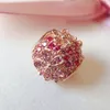 Alta qualità reale argento sterling 925 filatura rosa pavimenta fiore margherita branelli di fascino misura originale gioielli braccialetto Pandora regalo Q0531