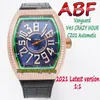 ABF Crazy Hour Vanguard V 45 CHR BR (eller) CZ02 Automatisk mekanisk Art Deco Arabisk Ring V45 Mens Watch Diamond Iced-Out Case Eternity-Watches