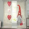 Rideau Tentures De Noël Gnome Flocon De Neige Amour Coeur Sheer Tulle Rideaux Pour Salon Chambre Fenêtre Décor À La Maison