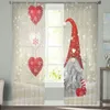 Gordijn Gordijnen Kerst Gnome Sneeuwvlok Liefde Hart Sheer Tule Gordijnen Voor Woonkamer Slaapkamer Raam Home Decor