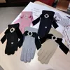 Five Fingers Gloves Winter Diamonds Gem Wool Knit Warm Touch Screen Mittens Female Double Layer Plus Plush Thick Cashmere Driving Black