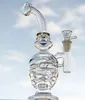 Glasbong vattenrör Skull Dab Rigs Bong Recycler böjd hals med skål glasoljerigg 14,5 mm led