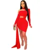 Casual Dresses Spring Pleated Mini Dress Female Solid Color One-shoulder Shawl Slim Sexy Party Club Wear Robe 2021