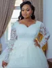 2021 Africano marfim mangas compridas vestidos de noiva comprimento de piso lace apliques plus size Sweetheart Árabe Vestidos nupciais Chapel graden vestido de noiva feito