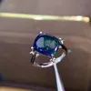 Cluster ringen meest natuurlijke en echte zwarte opaal ring solide 925 sterling zilver voor vrouwen kleur edelsteen fijne sieraden