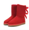 Hot sell winter AUS Half U3280 two Bow women snow boots soft Sheepskin keep warm boot with card dustbag Beautiful gift high quality