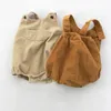 Herbst Neue Cord-Baby-Bodys mit Knöpfen, Kleinkind-Jungen-Einteiler 210309