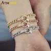 2021 Iced Out Hip Hop Big Lock Lobster Charm Bracelet Bling Micro Pave CZ Cuban Link Chain Bracelets Fashion Women Jewelry 220210