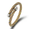 Twist Cable Wire Bangles Pulseras para mujer Joyería Acero inoxidable Simple Bead Charm Cuff Bracelet Gold Color