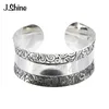 JSHINE Vintage Gypsy Bohemian Tibetaanse Sieraden Antiek Zilver Kleur Armbanden Armbanden Gesneden Verklaring Manchet Armbanden Q0719