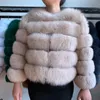 Kvinnors Fur Faux 50cm Real Coat Kvinnor Vinter Tjock Jacka Kort Partihandel Äkta Ärm