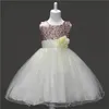 Girl Short Sleeve Dress Flower Girl Dresses Baby Infant Casual Clothes Solid Color Belt Flower Sequin 422 U2