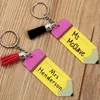 Party Favor monogram Teachers' Day Acrylic Pencil Keychains personalize cute gift keychain keyring A217215
