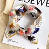 100% Mulberry Silk Vintage Cartoon Animal Print Square Women Fashion Small Neck Scarf Office Lady Hair Band Female Bandana