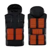 Outdoor T-Shirts 7 Areas Heated Vest Men Winter Warm USB Heating Waistcoat Smart Thermostat Hooded Clothing Sports Warmer