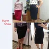 Elegancka Wysoka Talia Spódnica Workwear Plus Size Midi Spódnica Szczur Czarna Czerwona Elastyczna Office Lady Bodycon Ołówek Womens 4XL 5XL 210629