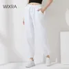 Wixra Womens Dikke Warm Fleece Broek Lace-up Hoge Taille Winter Lopende Sweatpants Solid Pockets Soft Casual Bottoms 210915