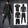 5PC / Satser Mäns Sportkläder Man Rashguard Suit Male Kit MMA Compression Herrkläder Långärmad T-shirt + Workout Leggings 211006