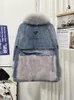 Kvinnors Fur Faux Menina Bonita 2021 Parka 90% Vit Duck Down Liner Winter Denim Jacket Kvinnor Coat Real Natural Collar Warm Ytterkläder