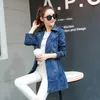 Jmprs plus size mulheres jeans trincheira moda outono slim coreano feminino longo casaco manga longa túnica dupla windbreaker 210812
