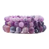 Encanto roxo natural resistido pulseira pulseira mulheres homens crack chakra bead strand braceletes yoga buddha jóias presente