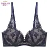 PAERLAN Seamless Wire Free Lace Floral Boobs Push Up Black Bra Deep V Sexy Tow Hook-and-eye Boobs Fermeture au dos Sous-vêtements Femmes 210623