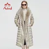 Astrid Winter Casaco feminino longo e quente parka jaqueta com capuz de pele de coelho tamanhos grandes roupas femininas Design ZR-7518 211022