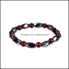 Perles, brins bracelets bijoux mode magnétique pierre noire bracelet rubis hématite douleur thérapie ethnique aimant de soins de santé pour hommes et femmes