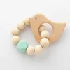 Baby Teether Nursing Bracelets Wooden Teethers Silicone Beads Cartoon Animal Teether Bracelet Infant Nursing Toys Gift 19 Colors5937452