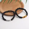 Strands Natural Volcanic Stone Beaded Bracelets & Bangles Elastic Rope Energy Pendant Jewelry Gift With Card for Women Men