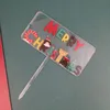 その他のお祝いパーティー用品メリークリスマスアクリルケーキトッパークリスマスの装飾装飾のための旗のかわいい鹿帽子カップケーキの旗