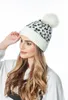2021 Vinter Leopard Skriv ut Hatt Höst Vinter Hat Kvinnor Mode Varm Överdimensionerad Fur Boll Pom Hattar För Kvinna