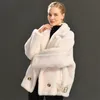 Winter Casual Solid Teddy Coat Women Loose Style Thick Warm Real Sheep Shearling Jacket Turn Down Collar Outerwear 211129