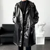 Herren Trench Coats Performance Lange Mantel Männer glänzende Nacht Club Bühne Tanz Umhang Cape Sleeve Capote Maskulino Gold Silber Viol22