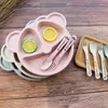 Wheat Divider Bear Children's Dinner Plate Set Creative Home Tableware Baby Divider Plate Breakfast Send Free Fork Spoon