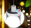 Solar Folding Bulb Camping Light LED Rechargeable Football Lamp Lanterns Emergency Outdoor Market Hanging Spotlight