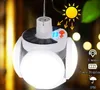 Sol Folding Bulb Camping Light Led Rechargeable Fotbollslampa Lyktor Nödlig Utomhusmarknad Hängande Spotlight