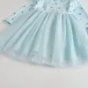 Vikita Kids Robes à manches longues pour Girls Fête Robe Star Imprimé Anniversaire Robes tutues Enfants Casual Porter Princess Vestidos 210303