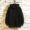 Japan Style Casual O-Neck Fjäder Höst Black Hoodie Sweatshirt Mäns tjocka fleece Hip Hop Skateboard Streetwear kläder 211014