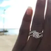 Obrączki ślubne moda damska pierścionek luksusowy kryształ cyrkon zaręczyny na akcesoria damska biżuteria na prezent