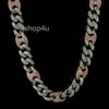 16 mm mrożony owalny link łańcuch kubański 14K diamentowy bransolekle nerek miedzi Miedź Pave Cubic Zirkonia Jewelry Hiphop Choker 7 cala-20 cala256y